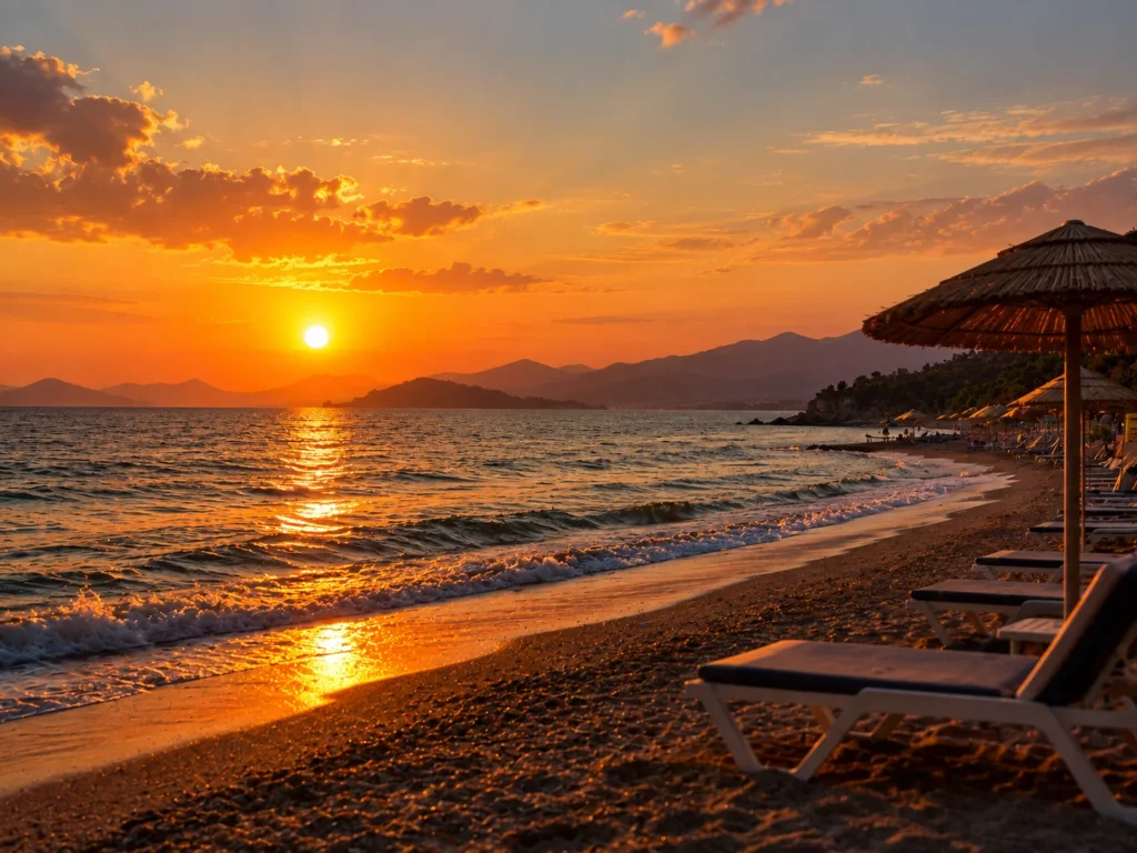 Çalış Plajı'nda gün batımını temsil eden manzara